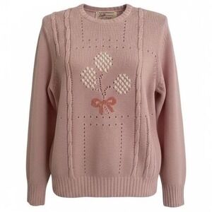 Vintage McGeorge of Dumfries 100% Cashmere Sweater | Hand Intarsia Pink Balloons